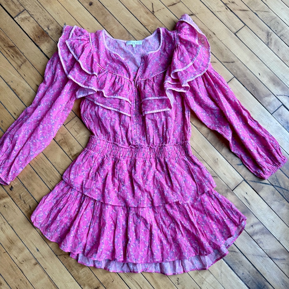 LoveShackFancy Pink Ruffle Mini Dress - Picture 6 of 6
